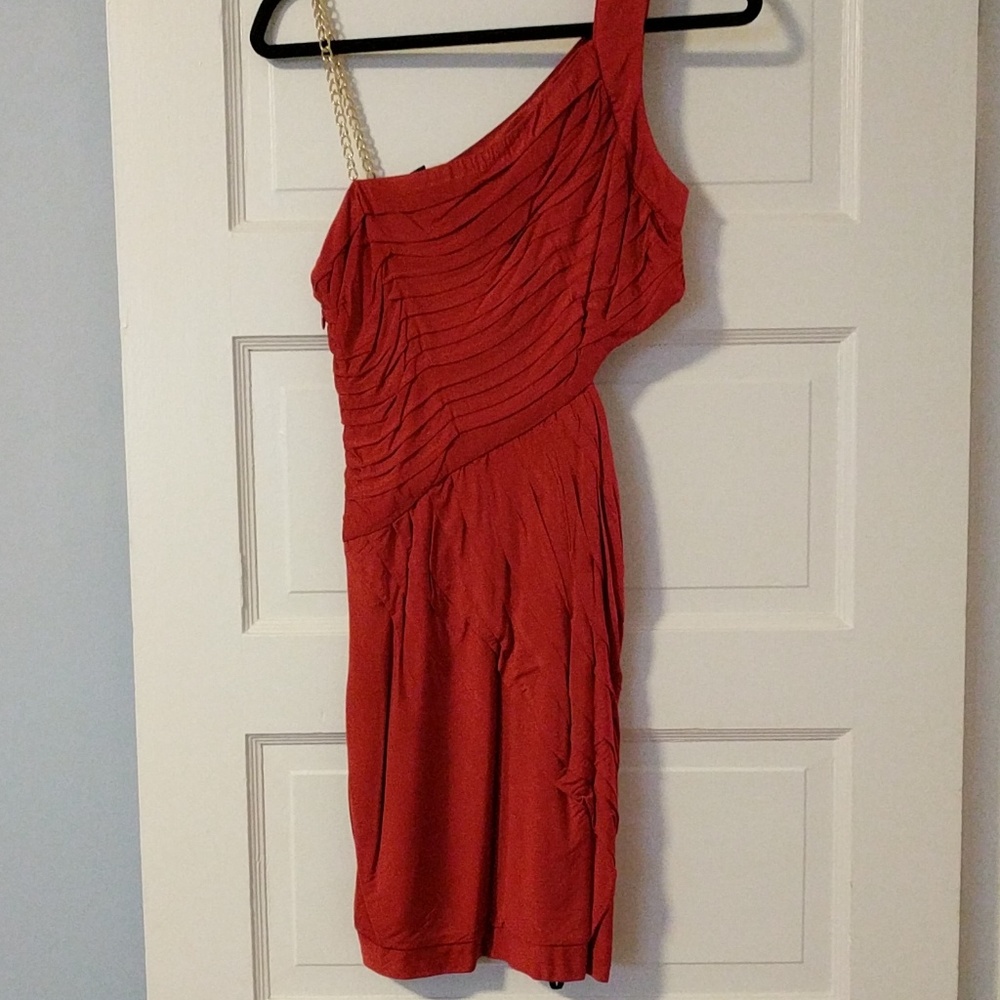 Organge silk cutout mini dress